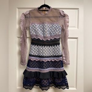 Self Portrait Bellis Lace Trim Designer Dress